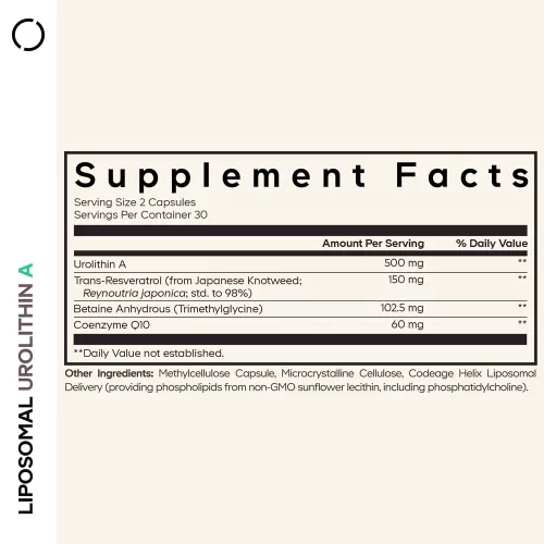 Codeage Liposomal Urolithin A - Liposzómás Urolithin A 60 Kapszula