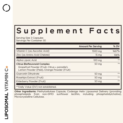 Codeage Liposomal Vitamin C+ - Liposzómás C-vitamin+ 180 Kapszula