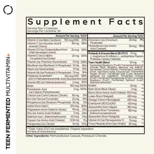 Codeage Teen's Feremented Multivitamin+ - Fermentált Multivitamin+ Tinédzsereknek 60 Kapszula
