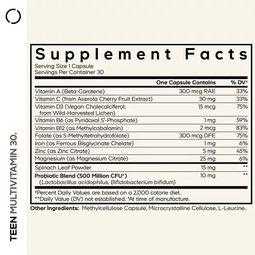 Codeage Teen Multivitamin - Multivitamin Tinédzsereknek 30 Kapszula