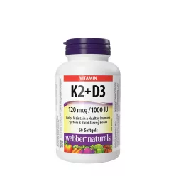   Webber Naturals Vitamin K2 + D3 120 mcg/1000 IU 60 Lágykapszula