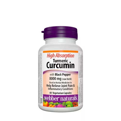 Webber Naturals Turmeric Curcumin with Black Pepper 8000 mg - Kurkuma-kurkumin feketeborssal, 8000 mg 60 Kapszula