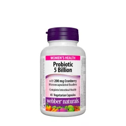   Webber Naturals Probiotic 5 Billion with 200 mg Cranberry - Probiotikum 5 Milliárd, 200 mg Vörösáfonyával 45 Kapszula