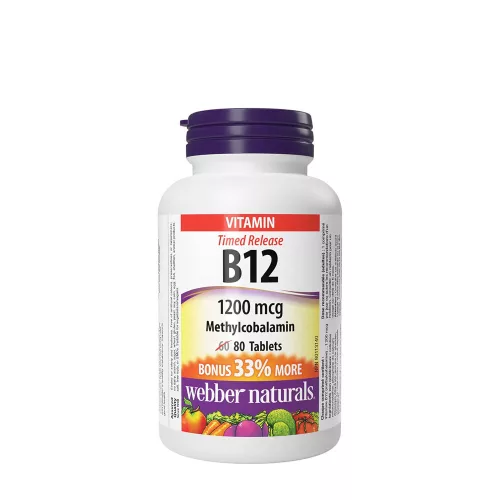 Webber Naturals Vitamin B12 Methylcobalamin 1200 mcg 80 Tabletta