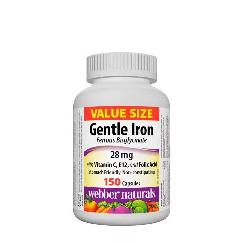 Webber Naturals Gentle Iron with Vitamin C, B12, and Folic Acid 150 Kapszula