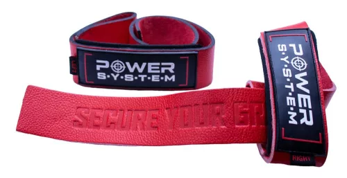 Power System Lifting Leather Straps - Bőr Felhúzó heveder Piros