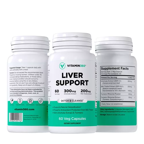 Vitamin360 Liver Support – Prémium Májvédő Formula Máriatövissel és Articsóka Kivonattal 60 Kapszula