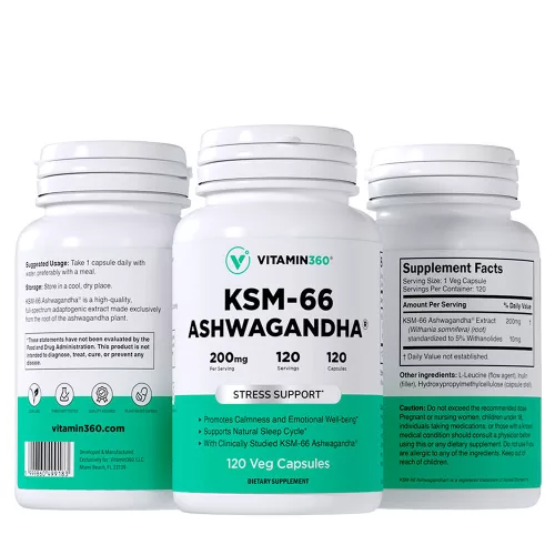 Vitamin360 KSM-66 Ashwagandha® - India Ginzeng 120 Kapszula
