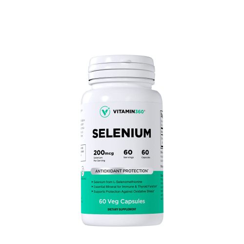 Vitamin360 Selenium 200 mcg – Szerves Szelén, Pajzsmirigy egészség 60 Veg Kapszula