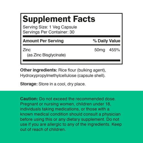 Vitamin360 Zinc Bisglycinate 50 mg - Cink-biszglicinát, Szerves Cink 30 Veg Kapszula