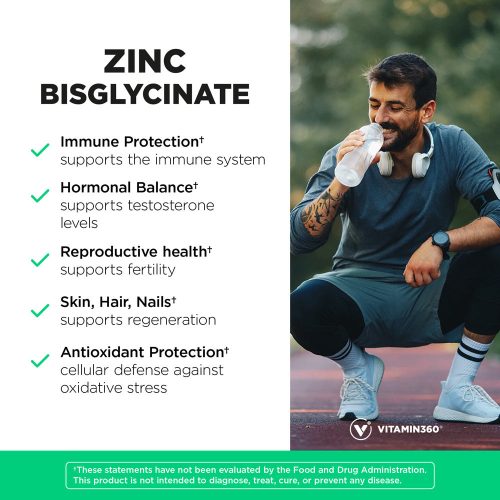 Vitamin360 Zinc Bisglycinate 50 mg - Cink-biszglicinát, Szerves Cink 30 Veg Kapszula