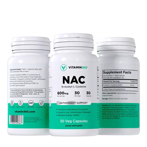 Vitamin360 NAC 600 mg - N-acetil-L-cisztein 30 Veg Kapszula