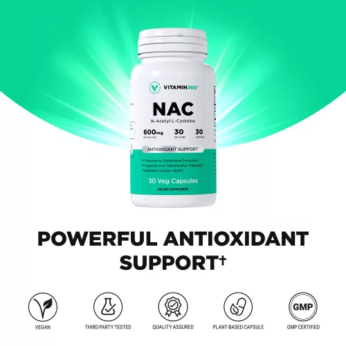 Vitamin360 NAC 600 mg - N-acetil-L-cisztein 30 Veg Kapszula
