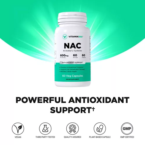 Vitamin360 NAC 600 mg - N-acetil-L-cisztein 60 Veg Kapszula