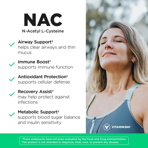 Vitamin360 NAC 600 mg - N-acetil-L-cisztein 60 Veg Kapszula