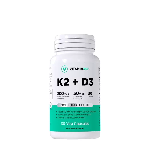 Vitamin360 K2 (MK-7) + D3 (2000 NE) 30 Veg Kapszula