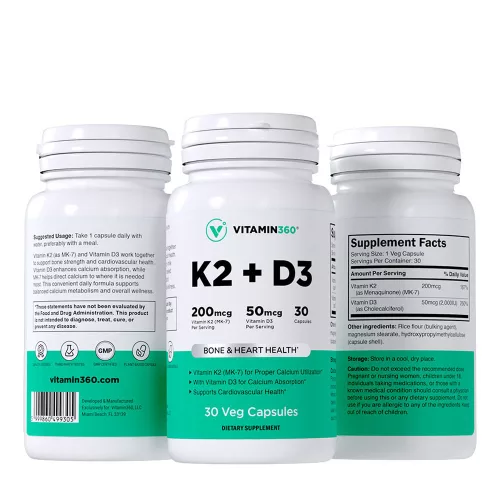 Vitamin360 K2 (MK-7) + D3 (2000 NE) 30 Veg Kapszula