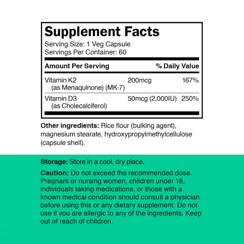 Vitamin360 K2 (MK-7) + D3 (2000 NE) 60 Veg Kapszula