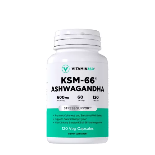 Vitamin360 KSM-66 Ashwagandha® 600 mg - Indiai Ginzeng 120 Veg Kapszula