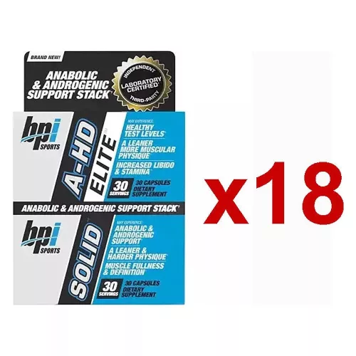 BPI Sports A-HD Elite (+Solid) - Tesztoszteronfokozó + Izomtömegnövelő + Teljesítménynövelő 18x30 Kapszula
