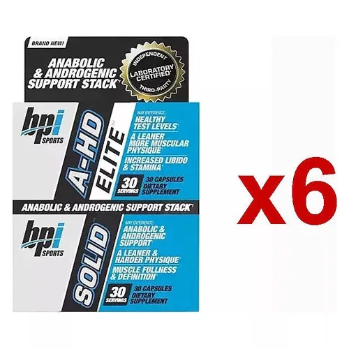 BPI Sports A-HD Elite (+Solid) - Tesztoszteronfokozó + Izomtömegnövelő + Teljesítménynövelő 6x30 Kapszula