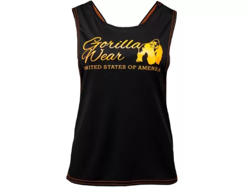 Gorilla Wear Odessa Cross Back Tank Top - Black/neon Orange – Fekete/narancssárga