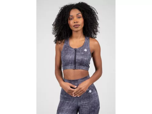 Gorilla Wear Camilla Elöl Cipzáras Sportmelltartó – Kék farmer