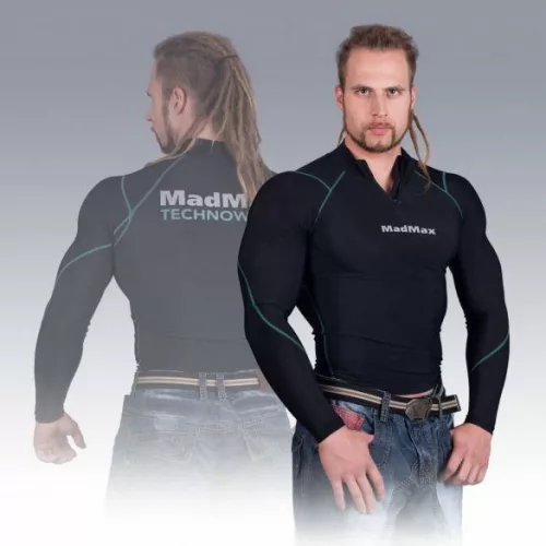 Madmax Compression Long Sleeve Top with Zip Zöld Hosszú Ujjú Felső Cipzárral