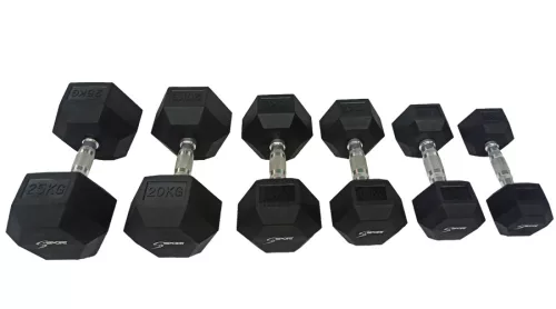 S-Sport Hatszögletű gumis kézisúlyzó, 25 kg