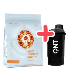   QNT Light Digest Whey Protein 500g Creme Brulee + QNT Shaker IT'S ON 600ml Black Smoke