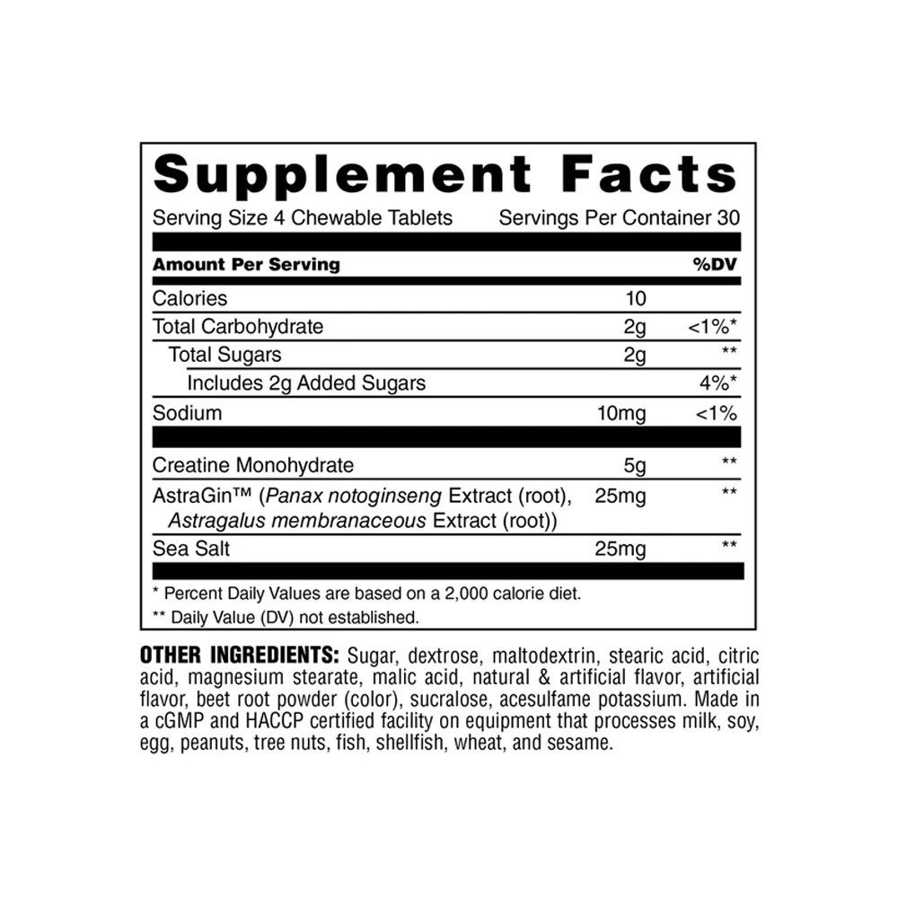 Universal Nutrition Creatine Chew Tabs Minta összetétel
