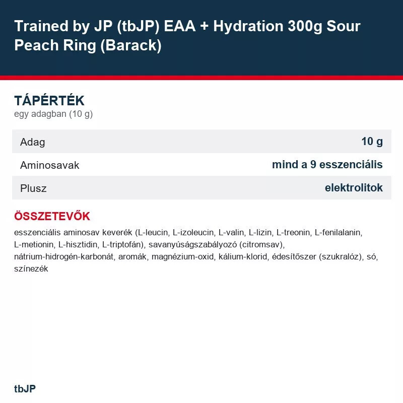 Trained by JP (tbJP) EAA + Hydration 300g Sour Watermelon (Görögdinnye) összetétel