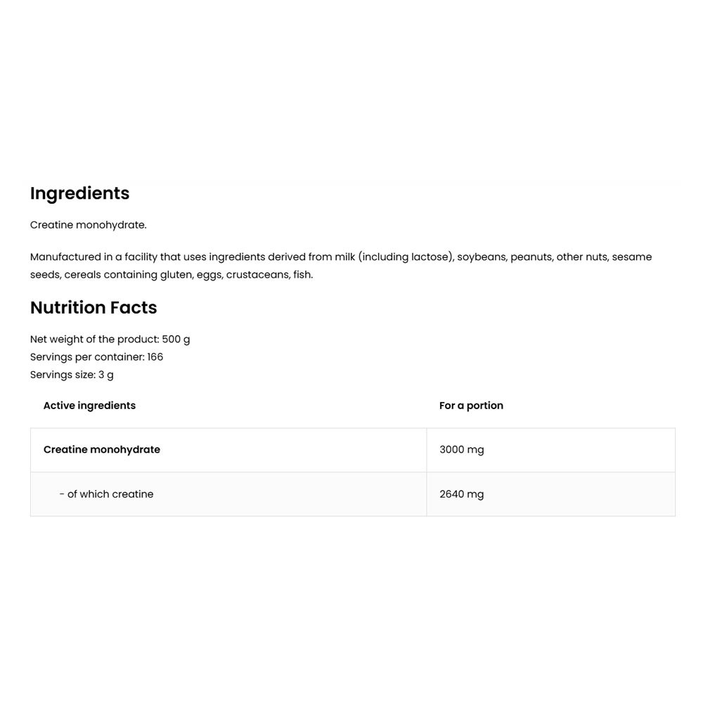 OstroVit Kreatin monohidrát por összetétel