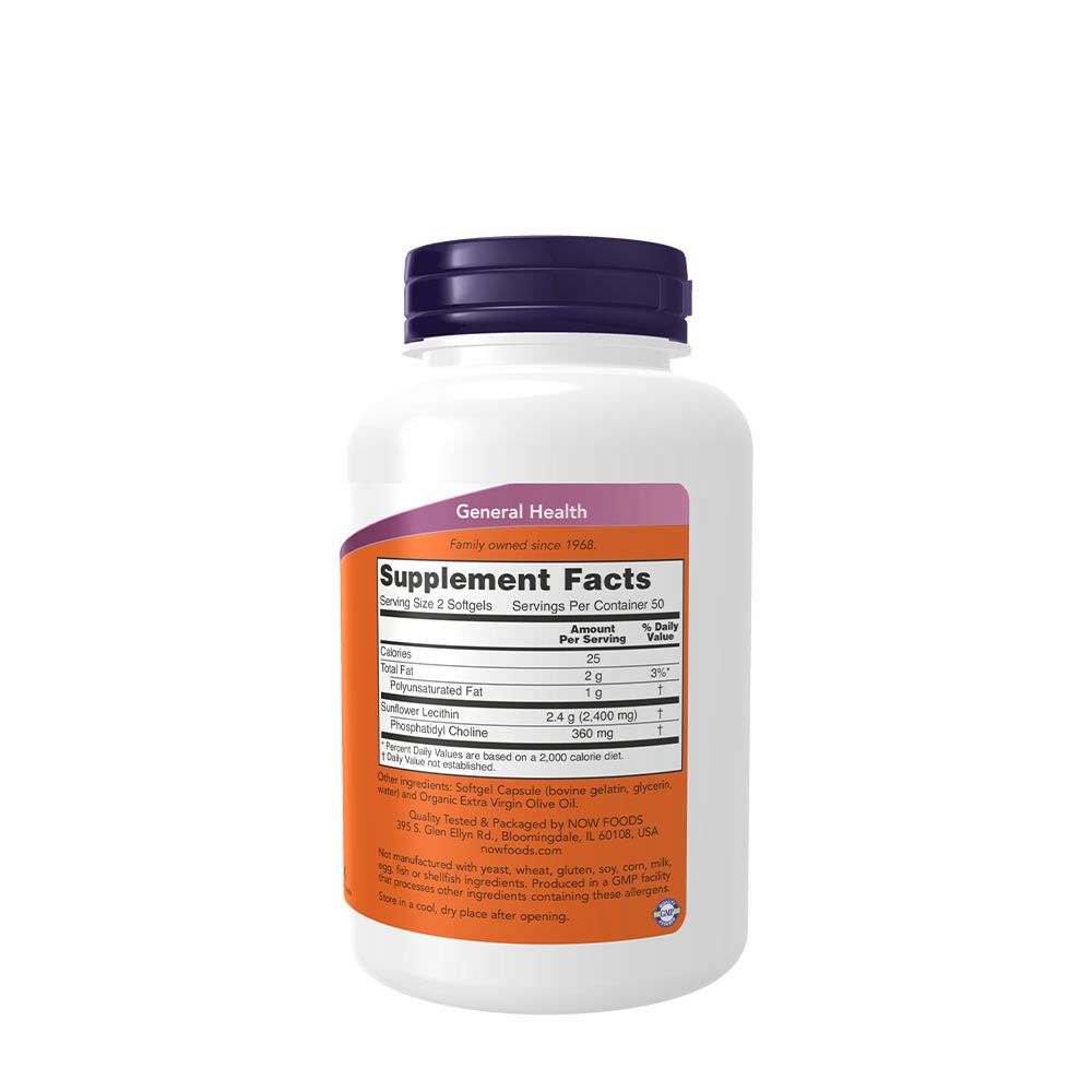 NOW - LECITHIN - NAPRAFORGÓ LECITIN 1200 MG - 100 KAPSZULA NOW - LECITHIN - NAPRAFORGÓ LECITIN 1200 MG - 100 KAPSZULA