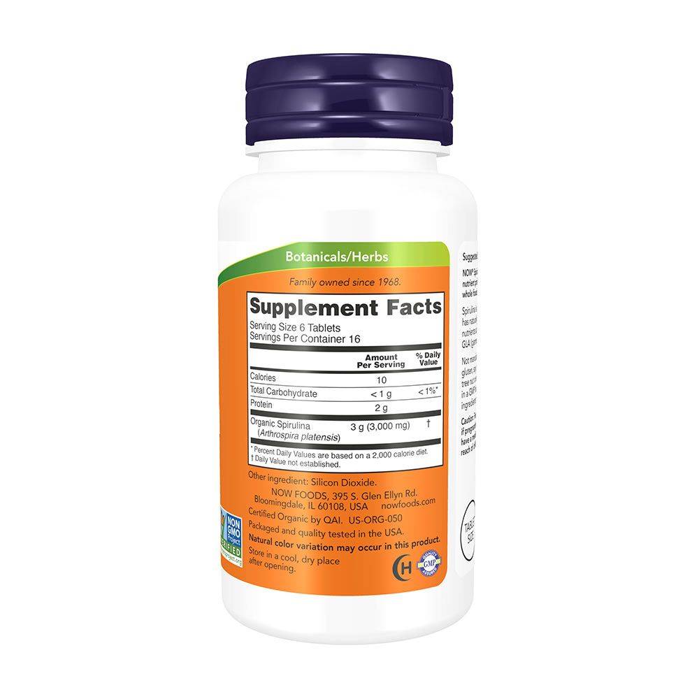 NOW - ORGANIKUS SPIRULINA ALGA 500 MG - 100 TABLETTA NOW - ORGANIKUS SPIRULINA ALGA 500 MG - 100 TABLETTA