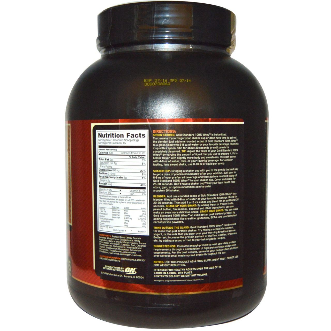 OPTIMUM NUTRITION - 100% GOLD STANDARD WHEY - 5 LBS - 2270 G