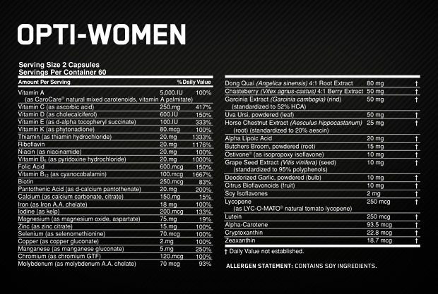 OPTIMUM NUTRITION - OPTI-WOMEN - 120 KAPSZULA