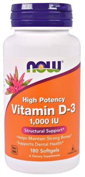 NOW - VITAMIN D3 1000 IU - 180 GÉLKAPSZULA