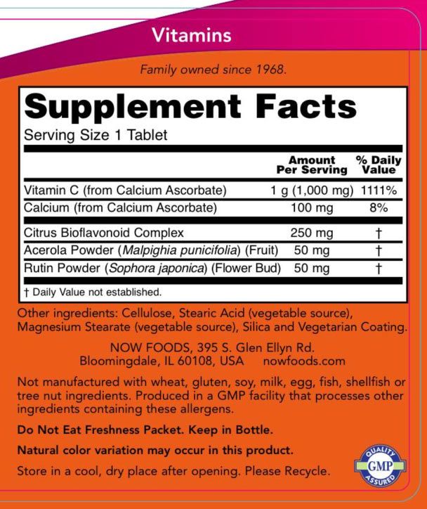 NOW - KOMPLEX 1000 MG C-VITAMIN BIOFLAVONOIDDAL - 180 TABLETTA NOW - KOMPLEX 1000 MG C-VITAMIN BIOFLAVONOIDDAL - 180 TABLETTA