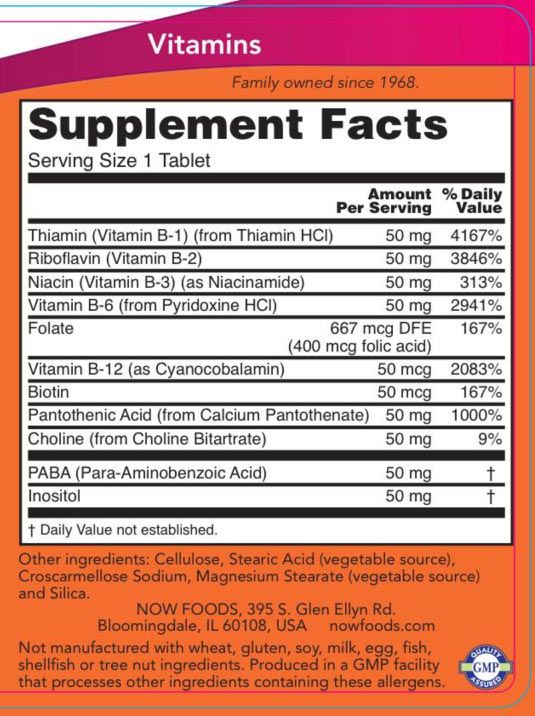 NOW - B-50 VITAMIN - 250 TABLETTA NOW - B-50 VITAMIN - 250 TABLETTA