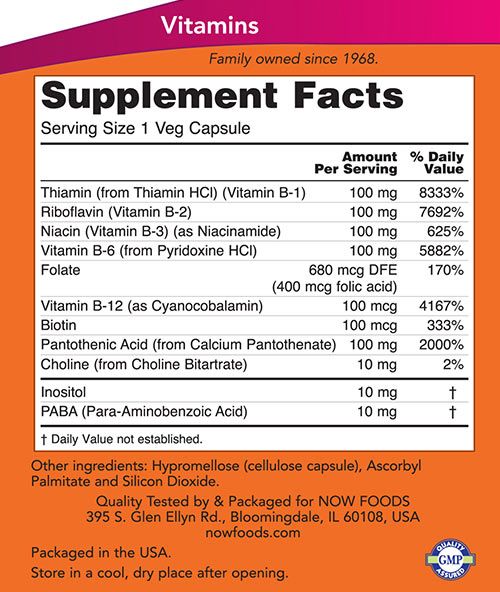 NOW - B-100 VITAMIN - 100 KAPSZULA NOW - B-100 VITAMIN - 100 KAPSZULA