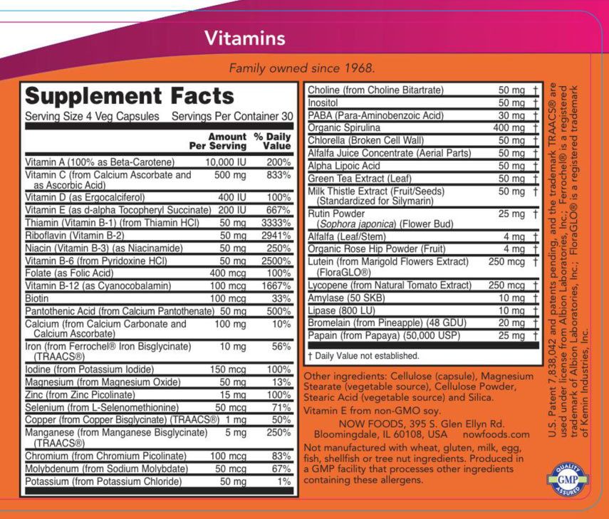 NOW - SPECIAL TWO MULTIVITAMIN - 120 KAPSZULA NOW - SPECIAL TWO MULTIVITAMIN - 120 KAPSZULA