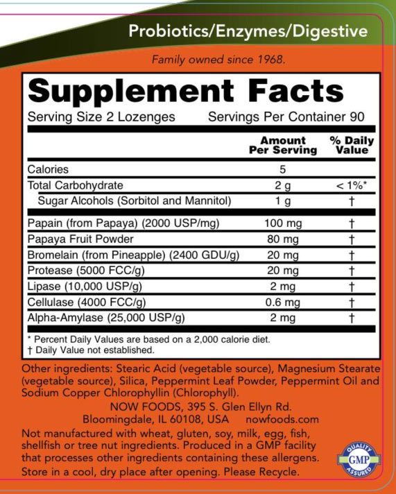 NOW - PAPAYA ENZIME - 180 TABLETTA NOW - PAPAYA ENZIME - 180 TABLETTA