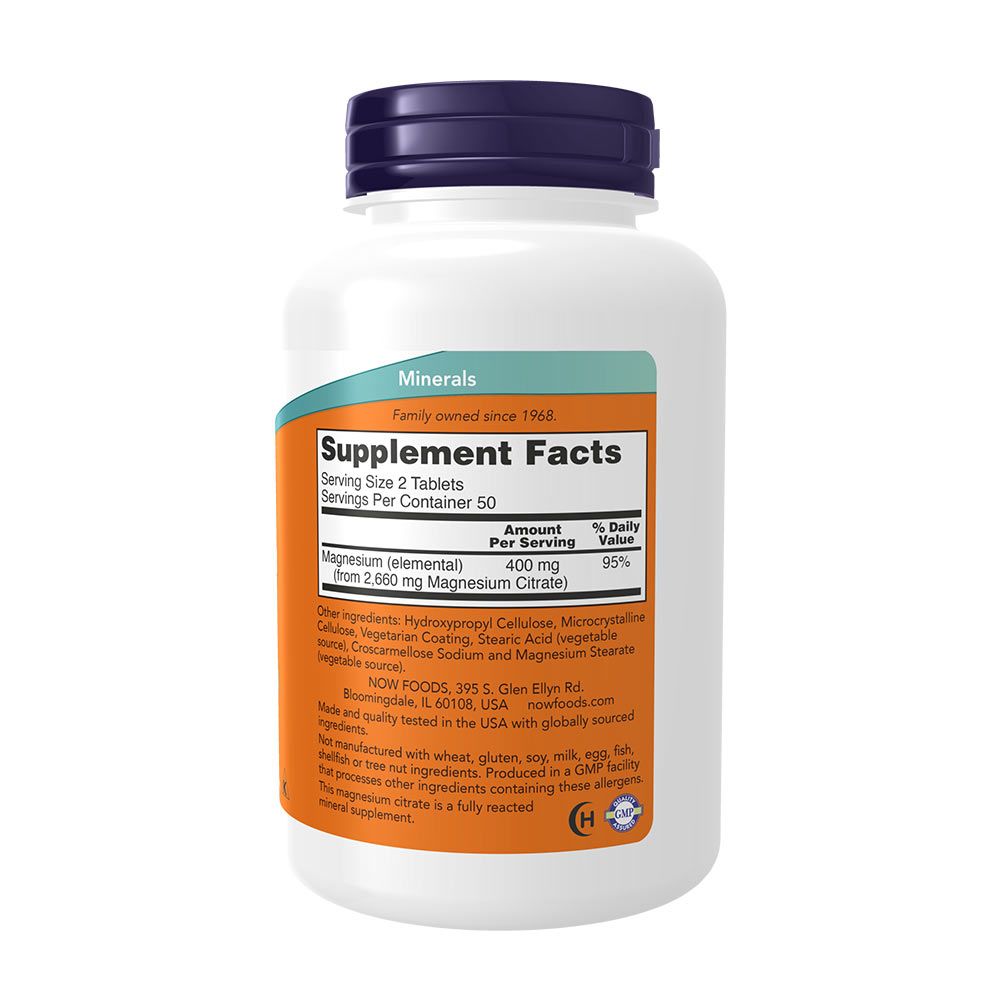 NOW - MAGNÉZIUM-CITRÁT 200 MG - 100 TABLETTA NOW - MAGNÉZIUM-CITRÁT 200 MG - 100 TABLETTA