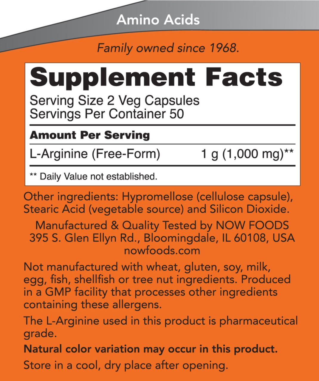 NOW - L-ARGININ 500 MG - 100 KAPSZULA NOW - L-ARGININ 500 MG - 100 KAPSZULA