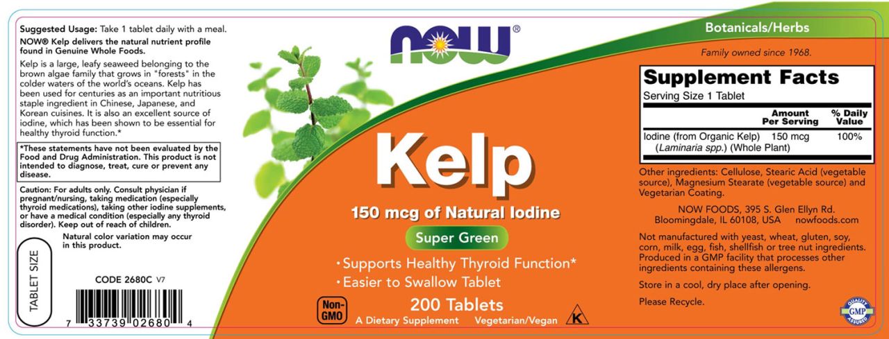 NOW - KELP - TERMÉSZETES JÓD 150 MCG - 200 TABLETTA NOW - KELP - TERMÉSZETES JÓD 150 MCG - 200 TABLETTA