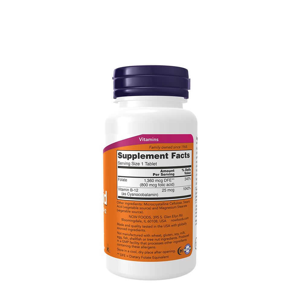 NOW - FOLSAV 800MCG + 25MCG B-VITAMIN - FOLIC ACID WITH B-12 - 250 TABLETTA NOW - FOLSAV 800MCG + 25MCG B-VITAMIN - FOLIC ACID WITH B-12 - 250 TABLETTA