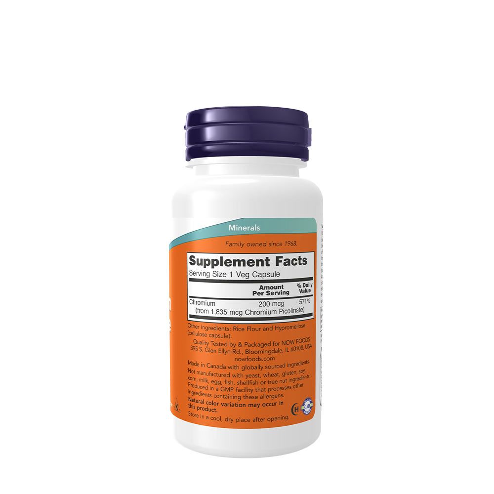 NOW - KRÓM-PIKOLINÁT 200 MCG - CHROMIUM PICOLINATE - 100 KAPSZULA NOW - KRÓM-PIKOLINÁT 200 MCG - CHROMIUM PICOLINATE - 100 KAPSZULA