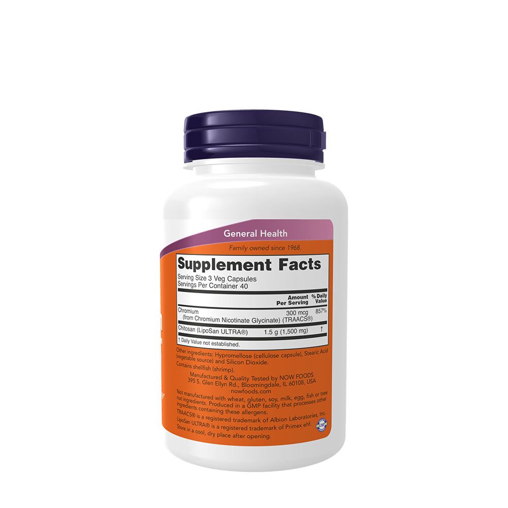 NOW - KITOZÁN 500 MG KAPSZULA KRÓMMAL - 120 KAPSZULA