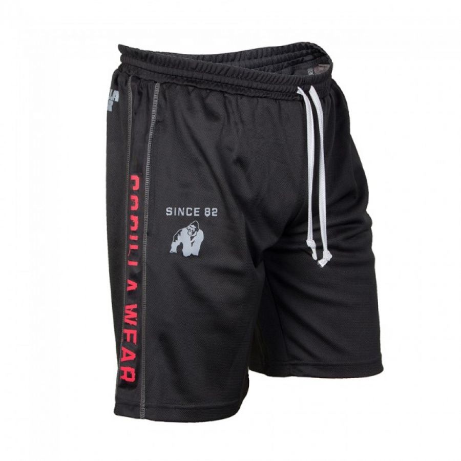 GORILLA WEAR - FUNCTIONAL MESH SHORTS - FEKETE/PIROS RÖVIDNADRÁG